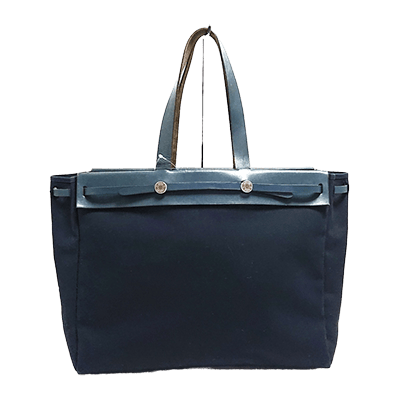 エルメス エールバッグ カバスMM ダークネイビー トワルオフィシエ×ボックスカーフ