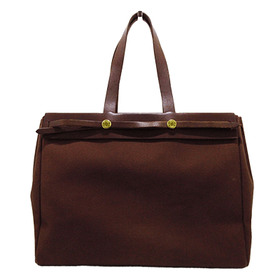 エルメス エールバッグ カバスMM ボルドー×ブラウン トワルアッシュ×ボックスカーフ