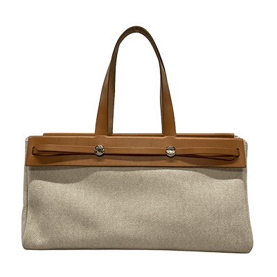 エルメス エールバッグ カバスMM アイボリー×ライトブラウン トワルアッシュ×ボックスカーフ