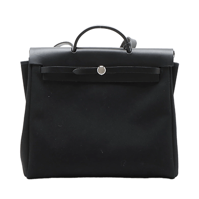 エルメス エールバッグMM トワルオフィシエ×カーフレザー ブラック シルバー