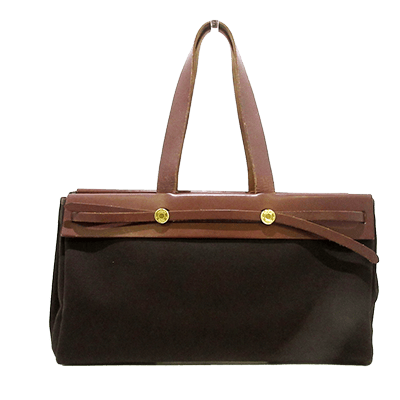 エルメス エールバッグ カバスMM ダークブラウン×ブラウン ボックスカーフ×トワルオフィシエ