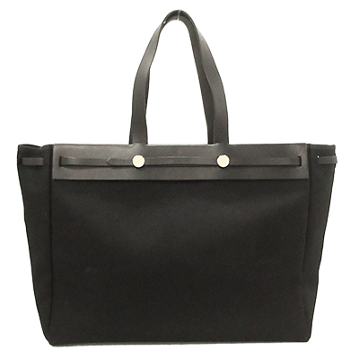 エルメス エールバッグ カバスMM 黒 トワルオフィシエ×ボックスカーフ