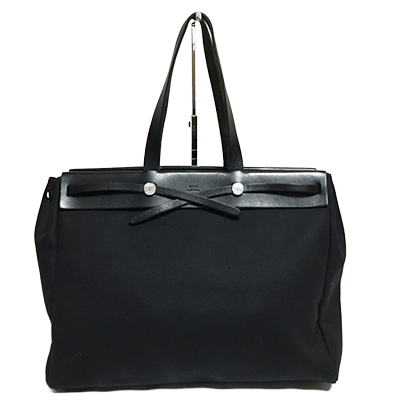 エルメス エールバッグ カバスMM 黒 トワルオフィシエ×ボックスカーフ