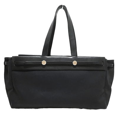 エルメス エールバッグ カバスMM 黒 キャンバス×レザー