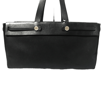 エルメス エールバッグ カバスMM 黒 トワルオフィシエ×ボックスカーフ