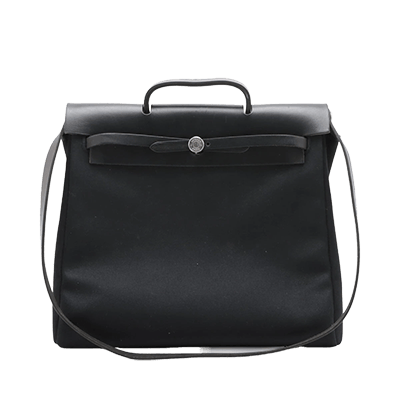 エルメス エールバッグMM トワルオフィシエ×カーフレザー ブラック シルバー