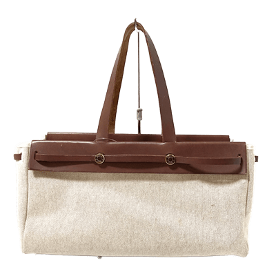 エルメス エールバッグ カバスMM ベージュ×ダークブラウン トワルアッシュ×ボックスカーフ