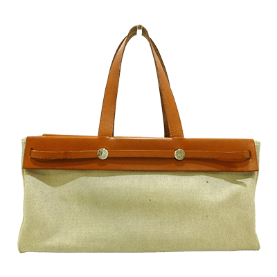 エルメス エールバッグ カバスMM アイボリー×ブラウン トワルアッシュ×ボックスカーフ