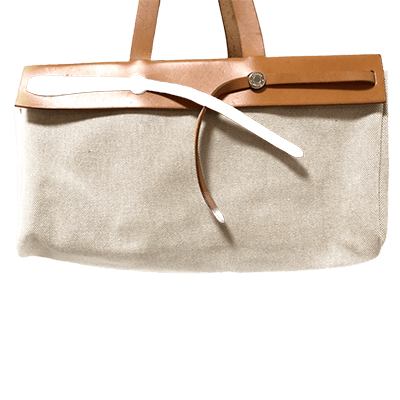 エルメス エールバッグ カバスMM アイボリー×ブラウン トワルアッシュ×レザー