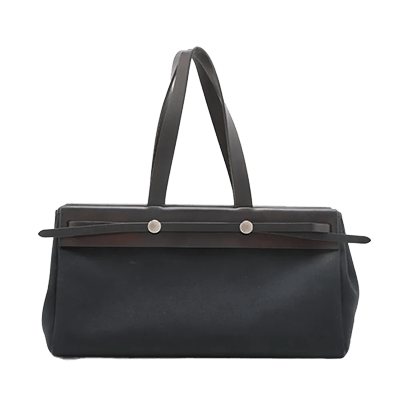 エルメス エールバッグ カバスMM トワルオフィシエ×カーフレザー ブラック シルバー