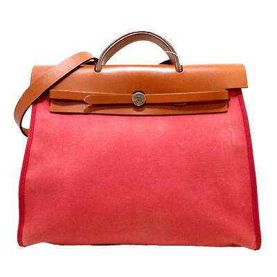 エルメス エールバッグジップMM ボルドー×ブラウン トワルオフィシエ×ボックスカーフ