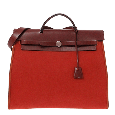 エルメス エールバッグジップMM ブリック×ブリュレ トワルオフィシエ×ボックスカーフ