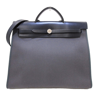 エルメス エールバッグジップMM ブロン×ブルーロワイヤル ボックスカーフ×トワルアッシュ