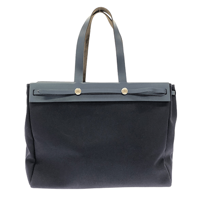 エルメス エールバッグ カバスMM ダークネイビー トワルアッシュ×レザー