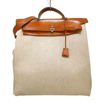 エルメス エールバッグMM アイボリー×ブラウン トワルアッシュ×ボックスカーフ