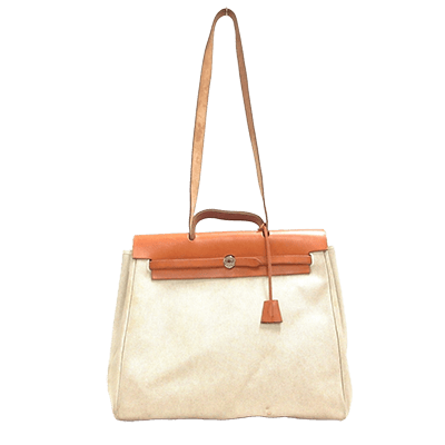 エルメス エールバッグMM アイボリー×ブラウン トワルアッシュ×ボックスカーフ