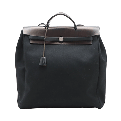 エルメス エールバッグMM トワルオフィシエ×カーフレザー ブラック シルバー