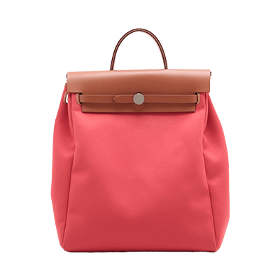 エルメス エールバッグアドMM トワルオフィシエ×カーフレザー ピンク シルバー