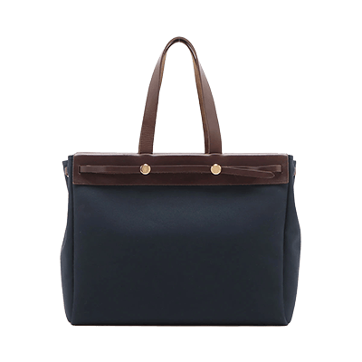 エルメス エールバッグ カバスMM トワルオフィシエ×カーフレザー ネイビー ゴールド