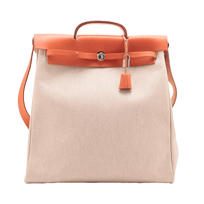 エルメス エールバッグMM トワルアッシュ×レザー ブラウン シルバー