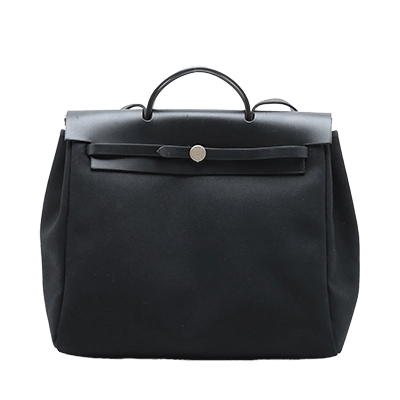 エルメス エールバッグMM トワルオフィシエ×カーフレザー ブラック シルバー