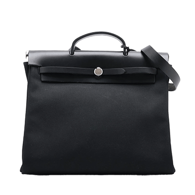 エルメス エールバッグMM トワルオフィシエ×カーフレザー ブラック シルバー