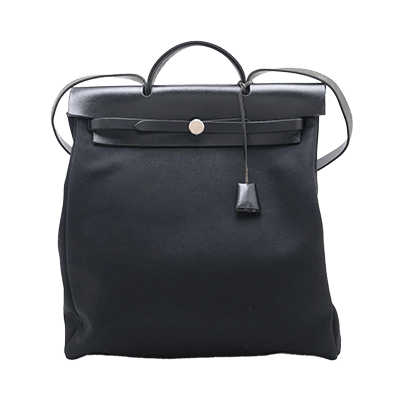 エルメス エールバッグMM トワルオフィシエ×カーフレザー ブラック シルバー