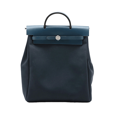 エルメス エールバッグアドMM トワルオフィシエ×カーフレザー ネイビー シルバー