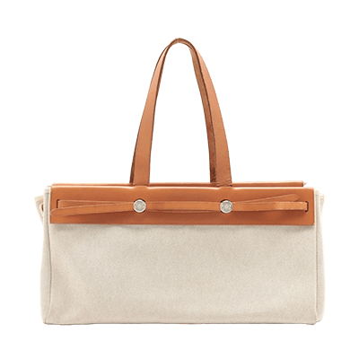 エルメス エールバッグ カバスMM トワルアッシュ ブラウン シルバー