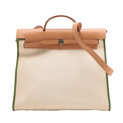 エルメス エールバッグジップMM トワルミリタリー グリーン×ベージュ シルバー