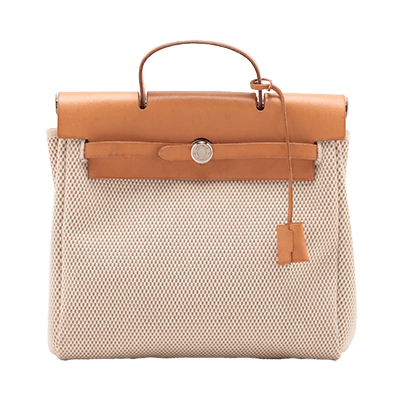 エルメス エールバッグアドMM トワルGM ベージュ シルバー