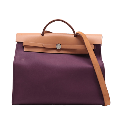 エルメス エールバッグジップMM トワルオフィシエ×カーフレザー パープル シルバー