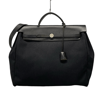 エルメス エールバッグMM 黒 トワルオフィシエ×ボックスカーフ