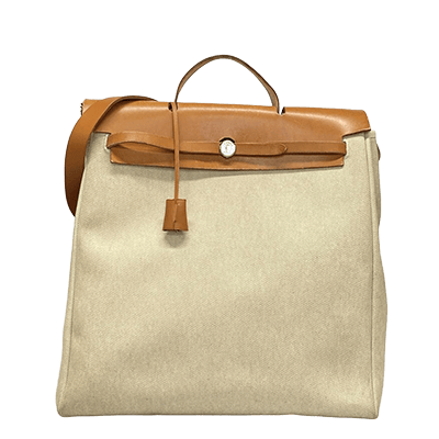 エルメス エールバッグMM ベージュ×オレンジ トワルアッシュ×ボックスカーフ