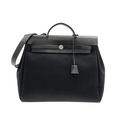 エルメス エールバッグMM 黒 トワルオフィシエ×ボックスカーフ