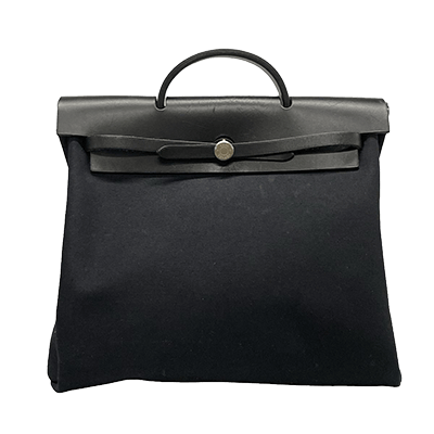 エルメス エールバッグMM 黒 トワルオフィシエ×レザー