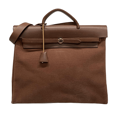 エルメス エールバッグMM ダークブラウン トワルアッシュ×ボックスカーフ