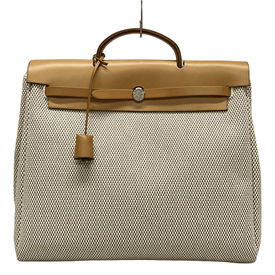 エルメス エールバッグMM アイボリー×ライトブラウン トワルGM×ボックスカーフ