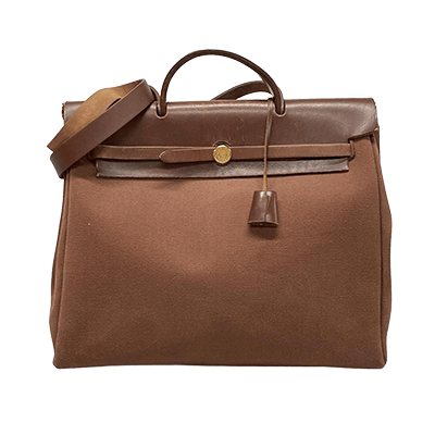 エルメス エールバッグMM ダークブラウン トワルアッシュ×レザー