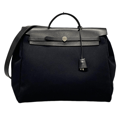 エルメス エールバッグMM 黒 トワルオフィシエ×ボックスカーフ