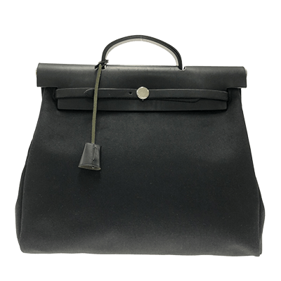 エルメス エールバッグMM 黒 トワルアッシュ×ボックスカーフ