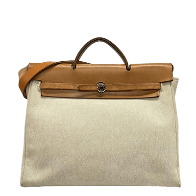 エルメス エールバッグMM アイボリー×ライトブラウン	 トワルアッシュ×ボックスカーフ