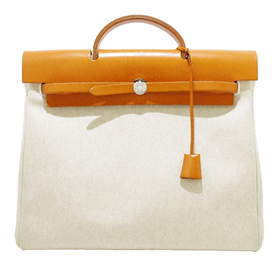 エルメス エールバッグMM アイボリー×ブラウン トワルアッシュ×ボックスカーフ