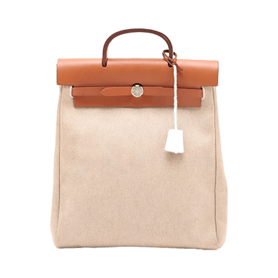 エルメス エールバッグアドPM トワルアッシュxレザー ブラウン シルバー