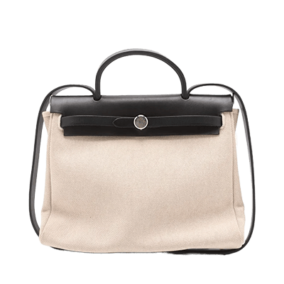 エルメス エールバッグPM トワルアッシュxレザー ベージュxブラック シルバー