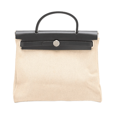 エルメス エールバッグPM トワルアッシュxレザー ベージュxブラック シルバー