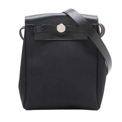 エルメス エールバッグTPM トワルオフィシエxカーフレザー ブラック シルバー