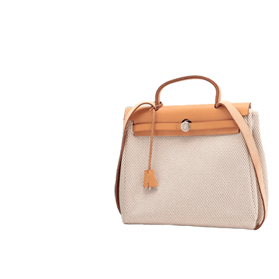 エルメス エールバッグアドPM トワルアッシュ×レザー ベージュ シルバー