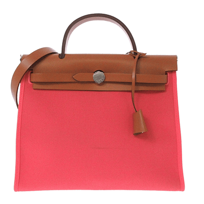 エルメス エールバッグジップPM ピンク×ライトブラウン トワルオフィシエ×ボックスカーフ