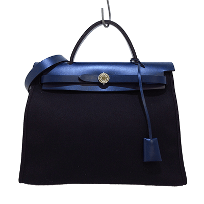 エルメス エールバッグジップPM 黒×ネイビー トワルミリタリー×ヴァッシュハンター